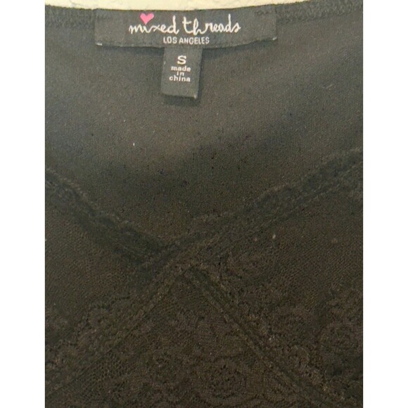 Mixed Threads Y2K Crop Top Black Lace Milkmaid Off The Shoulder Women's S - Picture 2 of 4